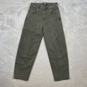 Paige Womens Olive Green High-Waisted Straight Leg Jeans Size 26